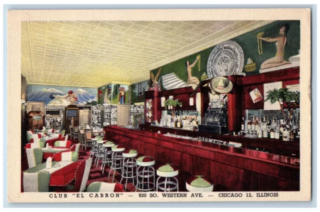 Chicago Illinois IL Postcard Club El Cabron Restaurant Interior c1940's Vintage