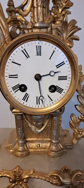 LARGE 19th CENTURY FRENCH FIGURAL GILT METAL MANTEL CLOCK 2
