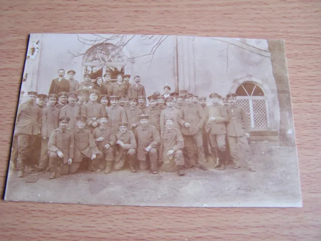 Vintage RP Postcard Large Group Soldiers in Uniform Military Soldier WW1