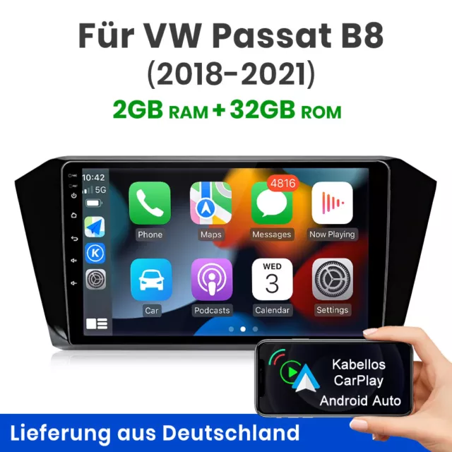 CarPlay Für Passat B8 2015-2020 10"Android12 Autoradio USB Navi GPS WIFI RDS BT