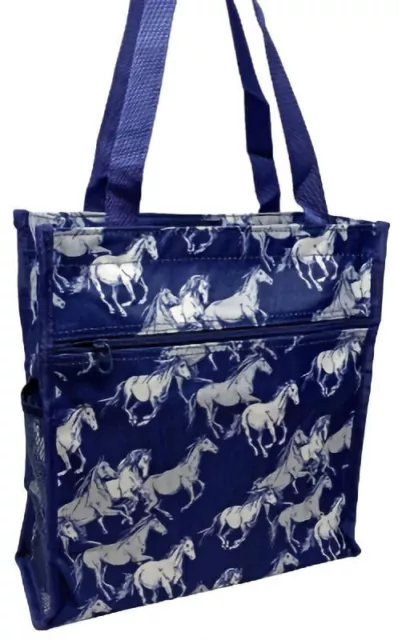 Jaycee Horse & Western Gifts  Womens Ladies Horse Print Shopper Tote Bag Blue