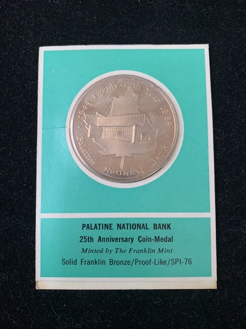 1969 Palatine National Bank Palatine, IL 25th Anniversary Bronze Medallion