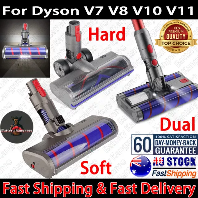 For Dyson V7 V8 V10 V11 Brush Roller Head Hard Dual Soft with LED Vacuum Cleaner