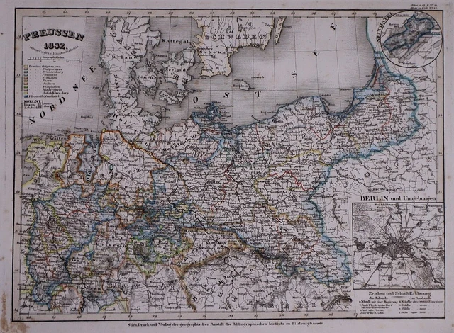 Dated 1832 Universal Atlas Map ~ PREUSSEN / PRUSSIA - BERLIN ~ (10x12)-#1281