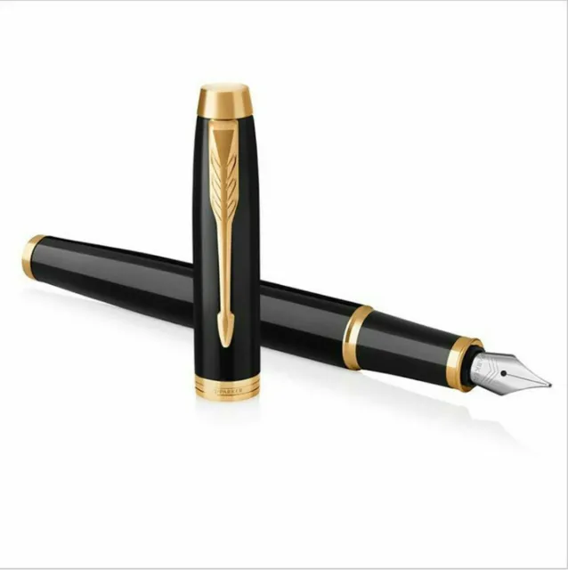Outstanding Black/Gold Clip Parker Pen IM Series Medium (M) Nib Fountain Pen