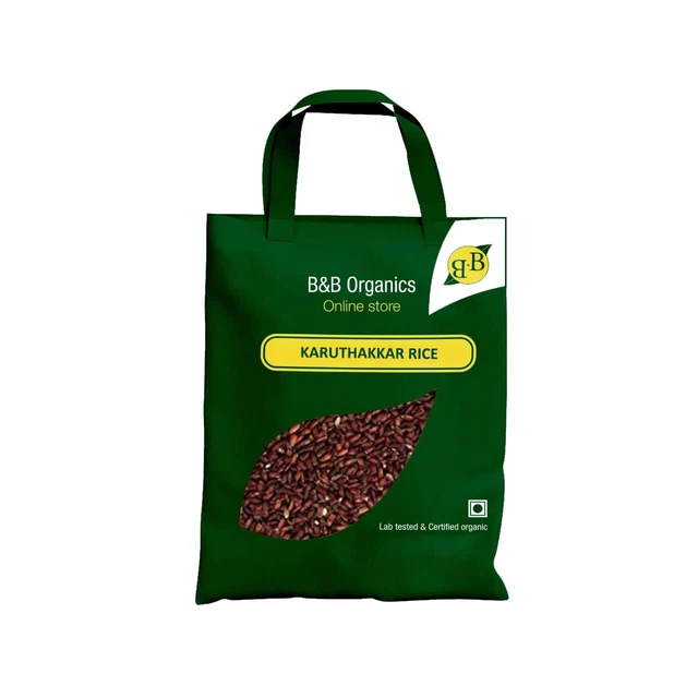 Organischer und natürlicher Karuthakkar-Reis Packung mit 3 kg