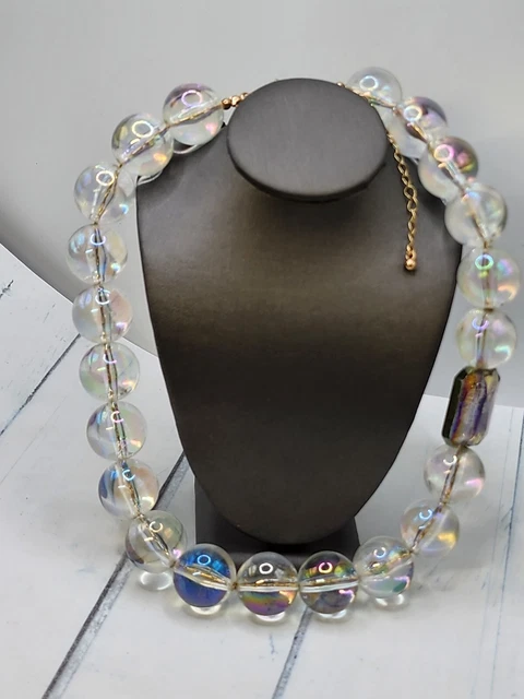 NY Gold Tone Iridescent Bubble Necklace 16"