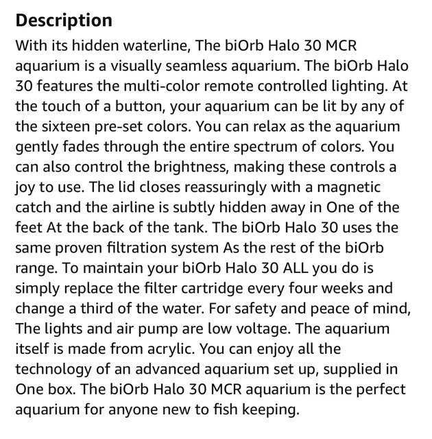 biOrb Halo 30L White Aquarium Fish Tank Color Change LED Decor & MANY Extras! 20