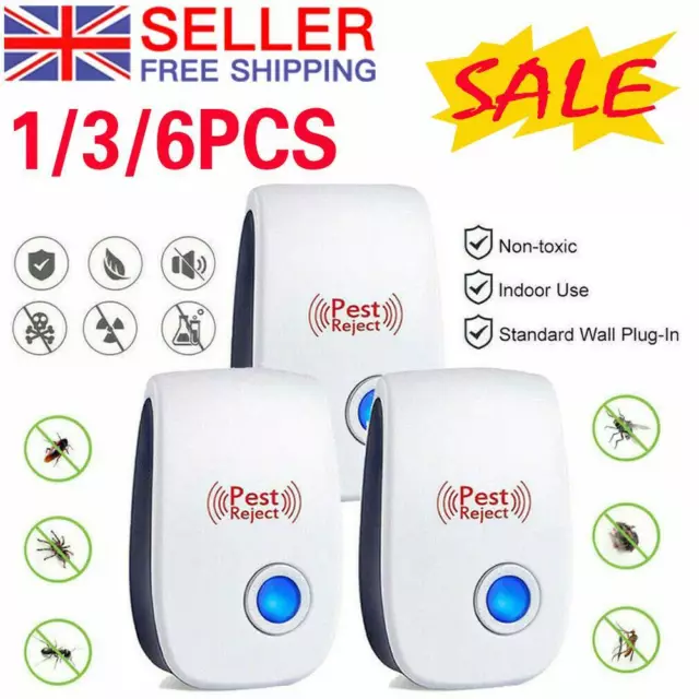 1/3/6x Plug-in Electronic Ultrasonic Anti Rat Mouse Bug Mosquito Pest Repell~m'