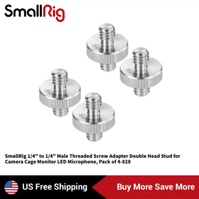 SmallRig 1/4 to 1/4" Male Threaded Screw Adapter Double Head Stud for Camera 4PC