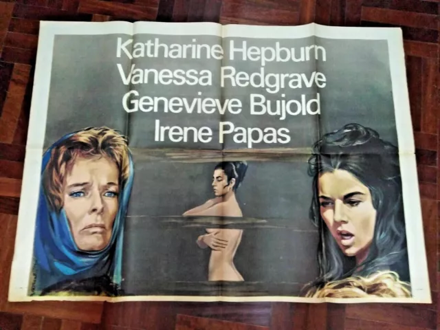 Manifesto gigante LE TROIANE 1972 Irene Papas, Katharine Hepburn