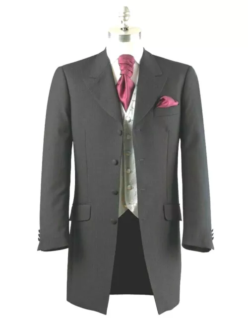 Men's Boys Mohair Grey 3/4 Prince Edward Jacket Wedding Groom Best Man 20-32"