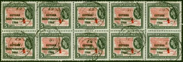 Guyana 1967 5c Scarlet & Black SG433 Fine Used Block of 10