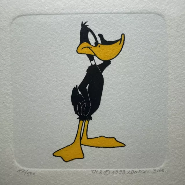 Daffy Duck Limited Edition Etching Hand Tinted Color Warner Bros #'d - 1999