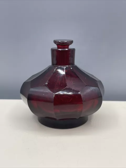 Rarität Dunkelrotes Glas Flakon Flasche Antik Ur Alt Rot Parfüm Parfum 1900