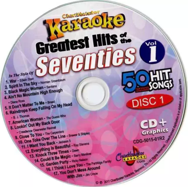 CHARTBUSTER SEVENTIES HITS KARAOKE CDG DISC MUSIC 5015-01 1970s oldies rock pop
