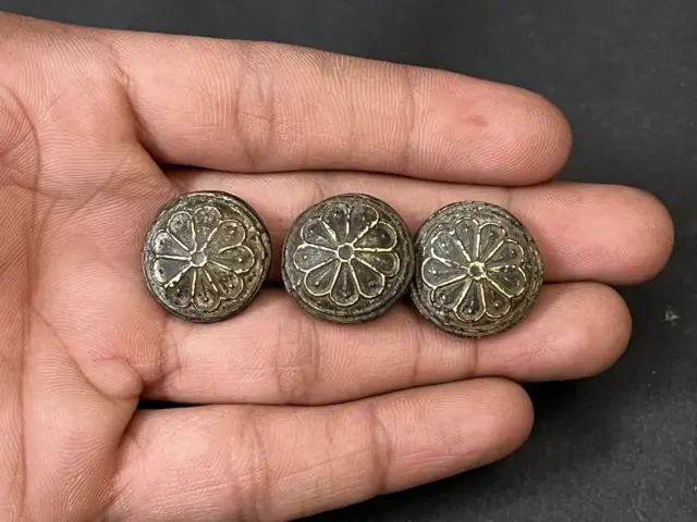 Antique Old Unique Shape Bronze Opium Weight Measurement Seer Scale Set Of 3 Pcs