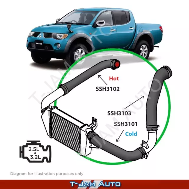 SAAS Silicone Intercooler Pipe Kit suits Mitsubishi Triton 2.5L 3.2L ML-MN