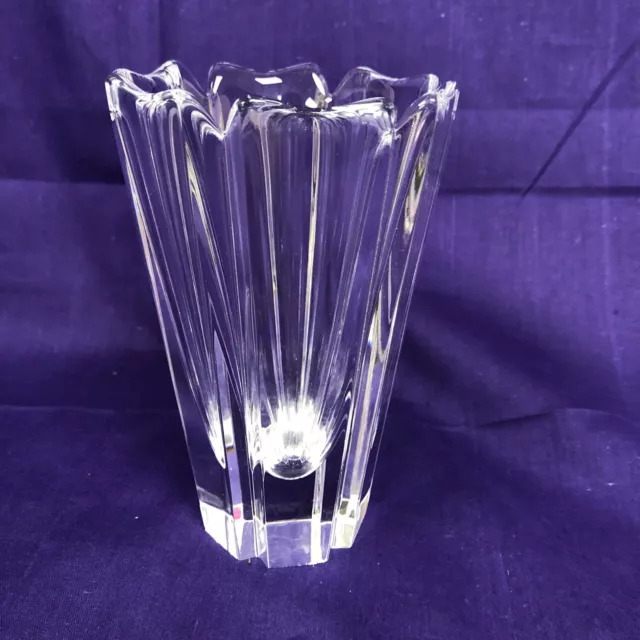 Orrefors Sweden Corona Crystal Art Glass Vase Lars Hellsten 14.5cm Tall