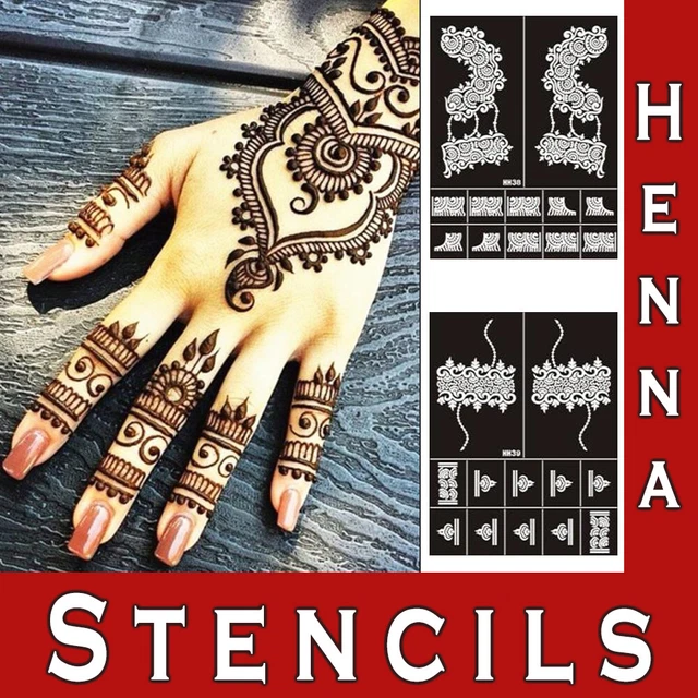 TEMPORARY TATTOO STENCILS Glitter Mehndi Hand Henna Template Body Art