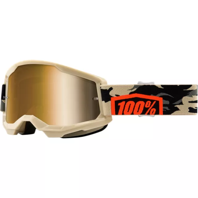 100% MX Percent Strata 2 Kombat True Gold Off Road Dirt Bike Goggles