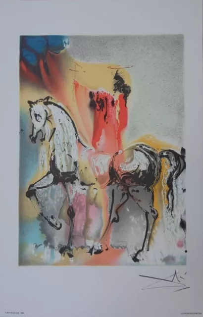 Salvador Dali : I Cavalli, Il Cavallo Cristiano, Litografia Firmato - 1983