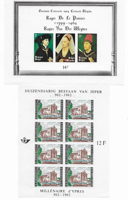 Feuillets de timbres neufs** de la Belgique