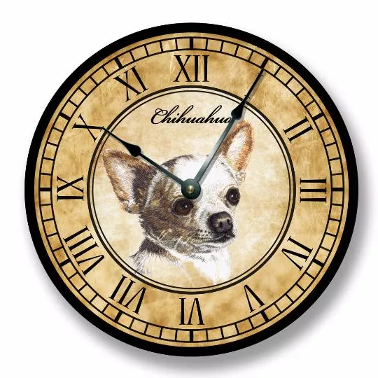 Chihuahua Wall CLOCK - Color Pencil Sketch - Old World Look