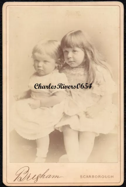 Cabinet Card Two Beautiful Children Victorian Antique Photo Brigham Scarborough