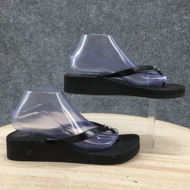 Vince Camuto Sandals Womens 10 M Rahina Flip Flop Wedge Comfort Black Slip On