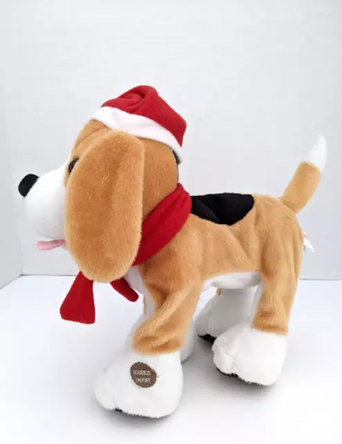 PBC Christmas Animated Talking Dog Barney Beagle with Santa Hat Puppy Plush 3