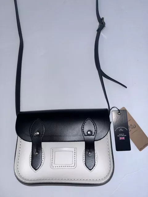 New The Cambridge Satchel Company Crossbody Mini Satchel Black & White Leather