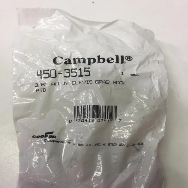 Campbell 3/8" Alloy Clevis Grab Hook PTD 450-3515