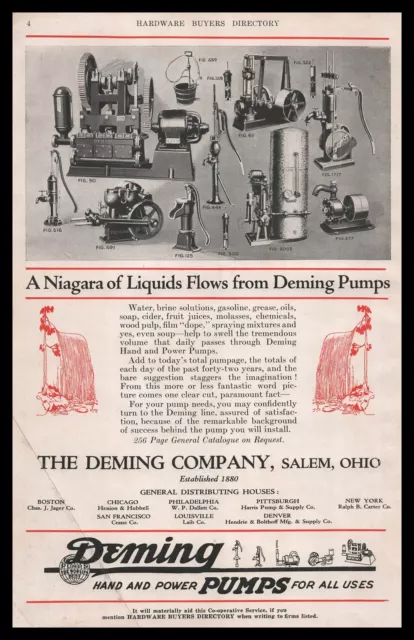 1922 The Deming Company Salem Ohio Hand & Power Pumps Line Vintage Print Ad