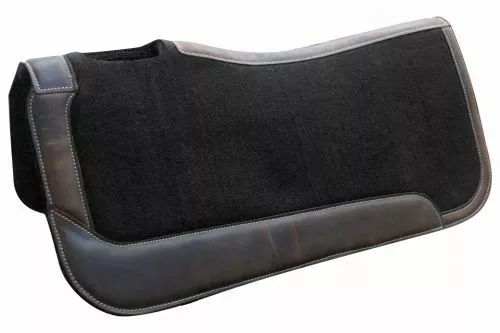 Western Horse Contoured Saddle Pad 31" X 32" X 1" Wool Felt + Genuine Leather