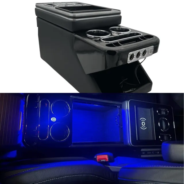 Console Centrale pour Mercedes Vito W447 + Induction Noir Chrome RGB LED + Multi