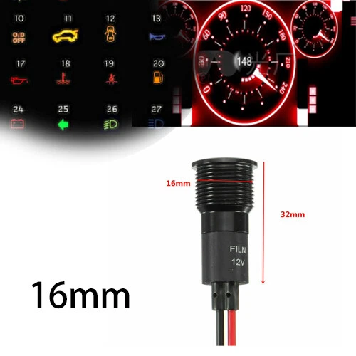 LED DASH DASHBOARD Panel Indicator Light bulb Warning Pilot Lamp 16MM