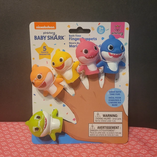 NICKELODEON BABY SHARK Bath Finger Puppets Baby Shark & Family 3+ New