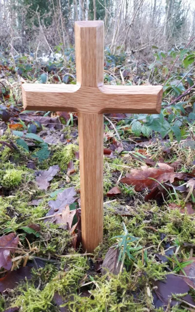 Wooden Memorial Cross. Grave Marker. pets.Solid oak . crucifix. varnish finish.