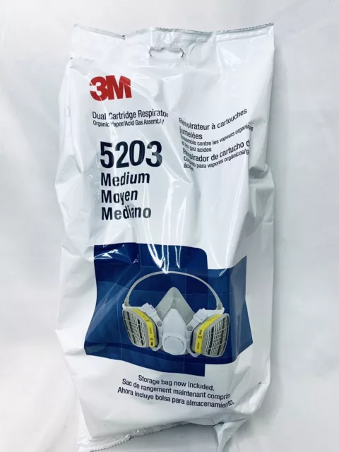 3M 5203 Disposable Half Face Respirator Facepiece Organic Vapor Acid Gas MEDIUM