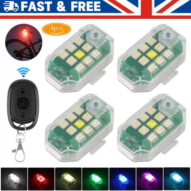 4X LED Strobe Light Rechargeable Flashing Light 7 Colors Remote Control Wireless