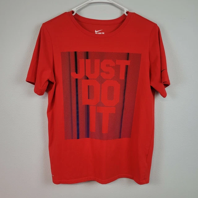 nike boys the nike tee athletic cut dri fit youth size xl just do it graphic red