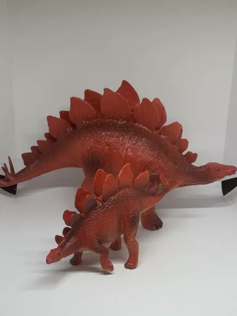 Vintage Stegosaurus Dinosaur Toy Action Figure Set 6” and 9”