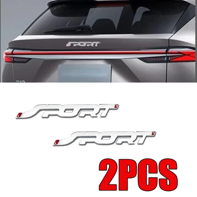 2X Silver+red SPORT Car Emblem Badge Sticker Trunk Bumper Decal Accessories 3D