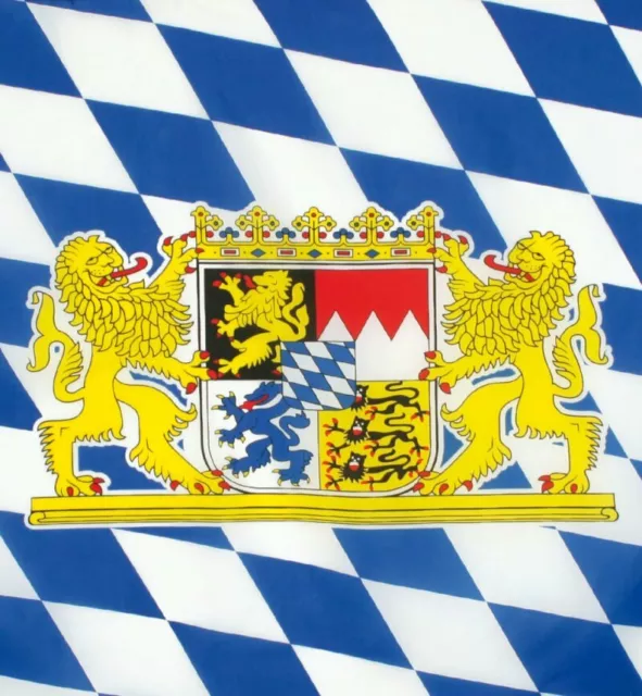 Bayern Fahne Blau-​Weiß mit Bayern-​Wappen, Deko für Volksfest Party Wiesn 3