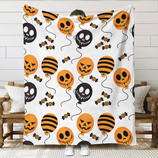 Halloween Trick or Treat Blanket Soft Fuzzy Sherpa Fleece Blanket Sofa Couch Bed