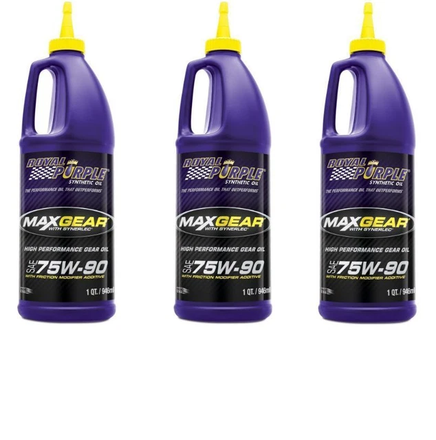 Royal Purple 75W-90 Max Gear Synthetic Gear Oil Limited Slip Additive Pack OF 3