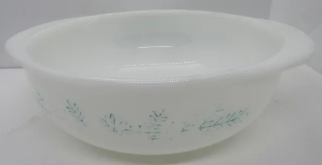 Vintage Pyrex Turquoise Blue White Frosted Garland Snowflake 023 1 1/2 qt