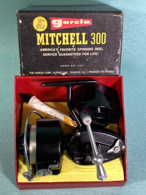VINTAGE GARCIA MITCHELL 300 spinning reel in original box 1970 France small  $99.95 - PicClick