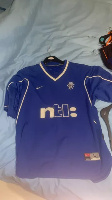 Glasgow Rangers Home Football Shirt NTL 1999 - 2001 Nike Size L Large